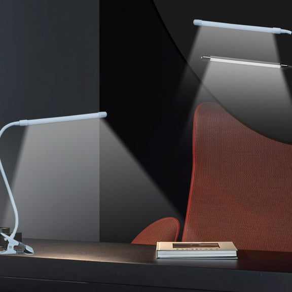 LED Desk Lamp Eye Protection Clip-On | Adjustable Brightness USB Powered | Flexible 360掳 Rotation | 3 Color Modes | Portable White ABS Aluminum | 15.3x10.6in | 1 Pack | Reading & Work Light