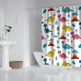 thumbnail image 2 of White Cartoon Dinosaurs Volcanoes Pattern Shower Curtain 84"x72" ,Bathroom Decorative Shower Curtains Set with 12 Hooks,Modern Waterproof Washable Shower Curtain, 2 of 6