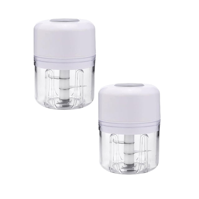 Oleegame 2PC Electric Ice Crusher Portable Mini Food Processor Wireless Vegetable Masher With Usb Charging Rainproof Garlic Masher Easy To Use Material For Ice Cubes 250ml White