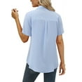 thumbnail image 4 of ONLYSHE Women Sexy Dress Shirts Short Sleeve Blouses V Neck Casual Elegant Button Up Work Office Tops, 4 of 5