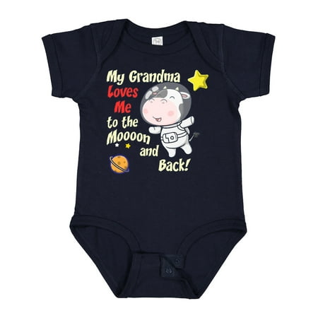 

Inktastic My Grandma Loves Me Cow Astronaut Gift Baby Boy or Baby Girl Bodysuit
