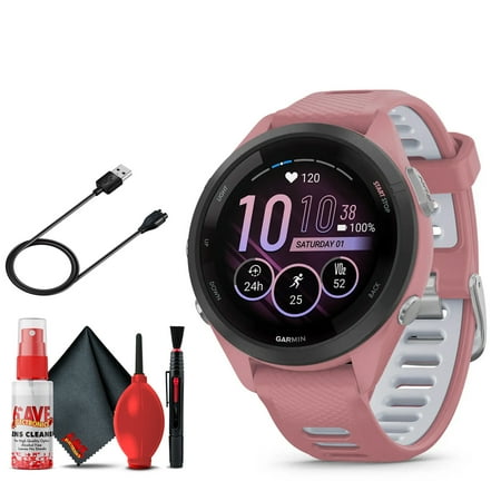 Garmin Forerunner 265S Smartwatch (Pink) Bundle with 6Ave Cleaning Kit