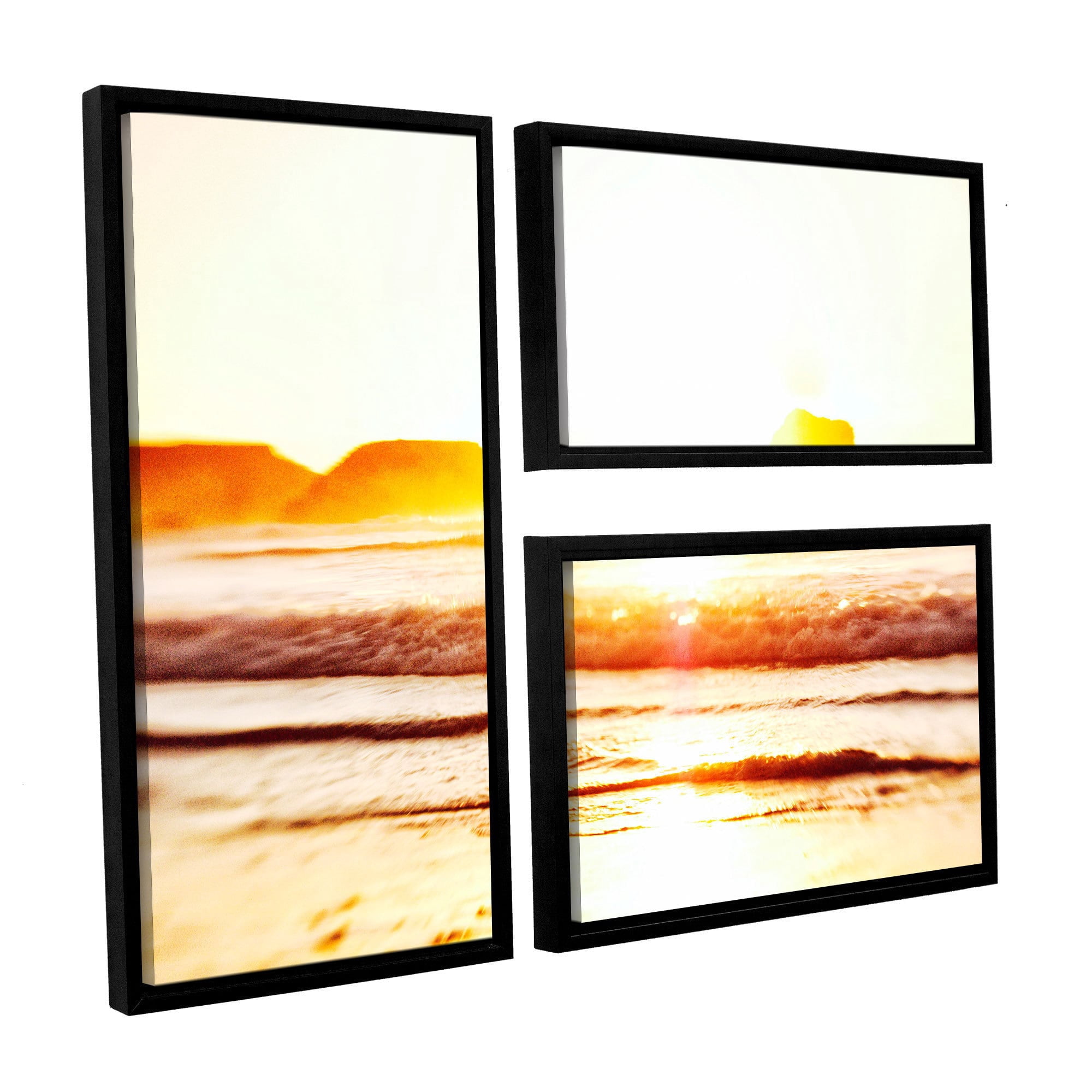 ArtWall Elena Ray "Sunset On The Sea" 3-Piece Floater-framed Canvas Flag Set