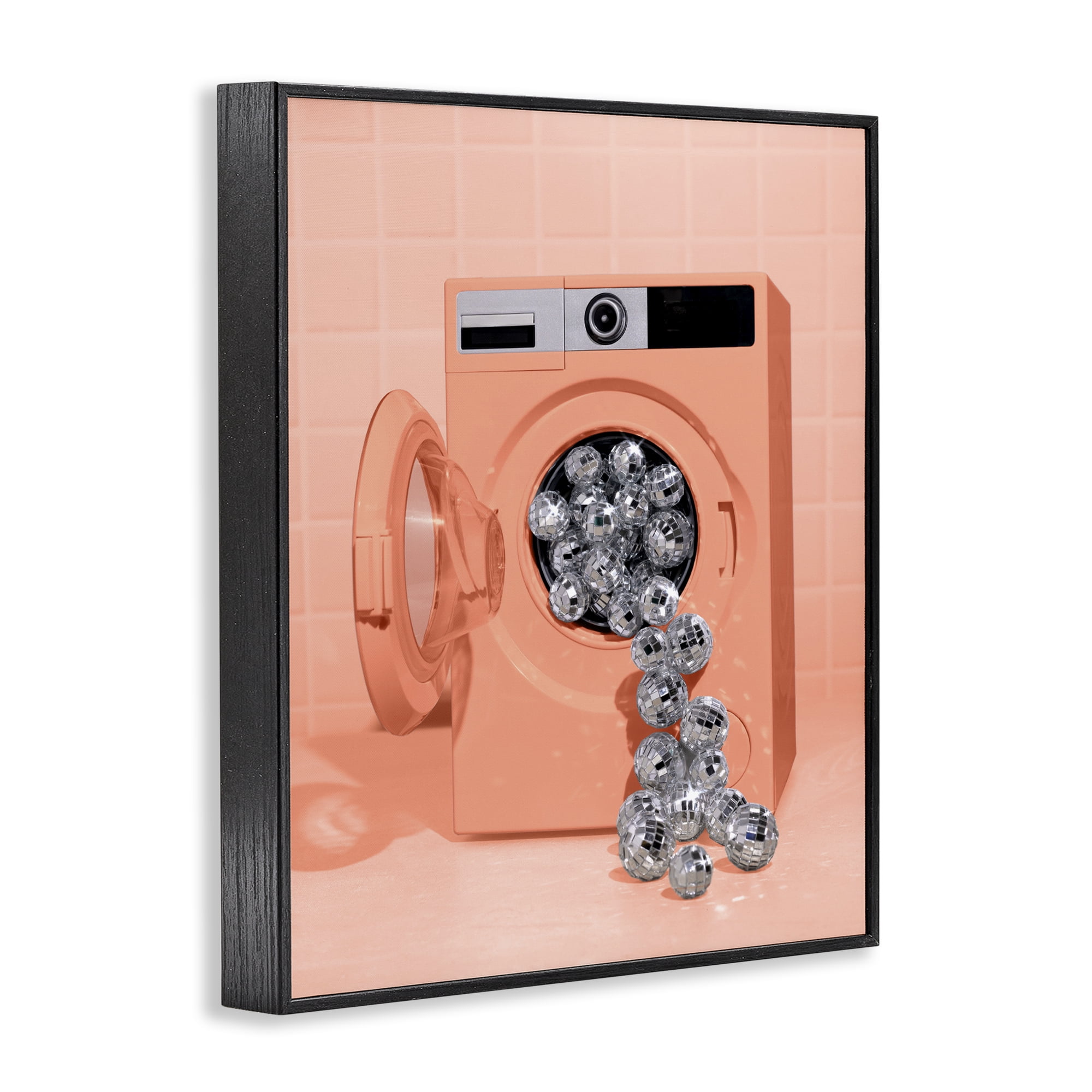 Stupell Industries Disco Laundry Machine over Orange Black Framed Giclee Art, design by LISH Creative