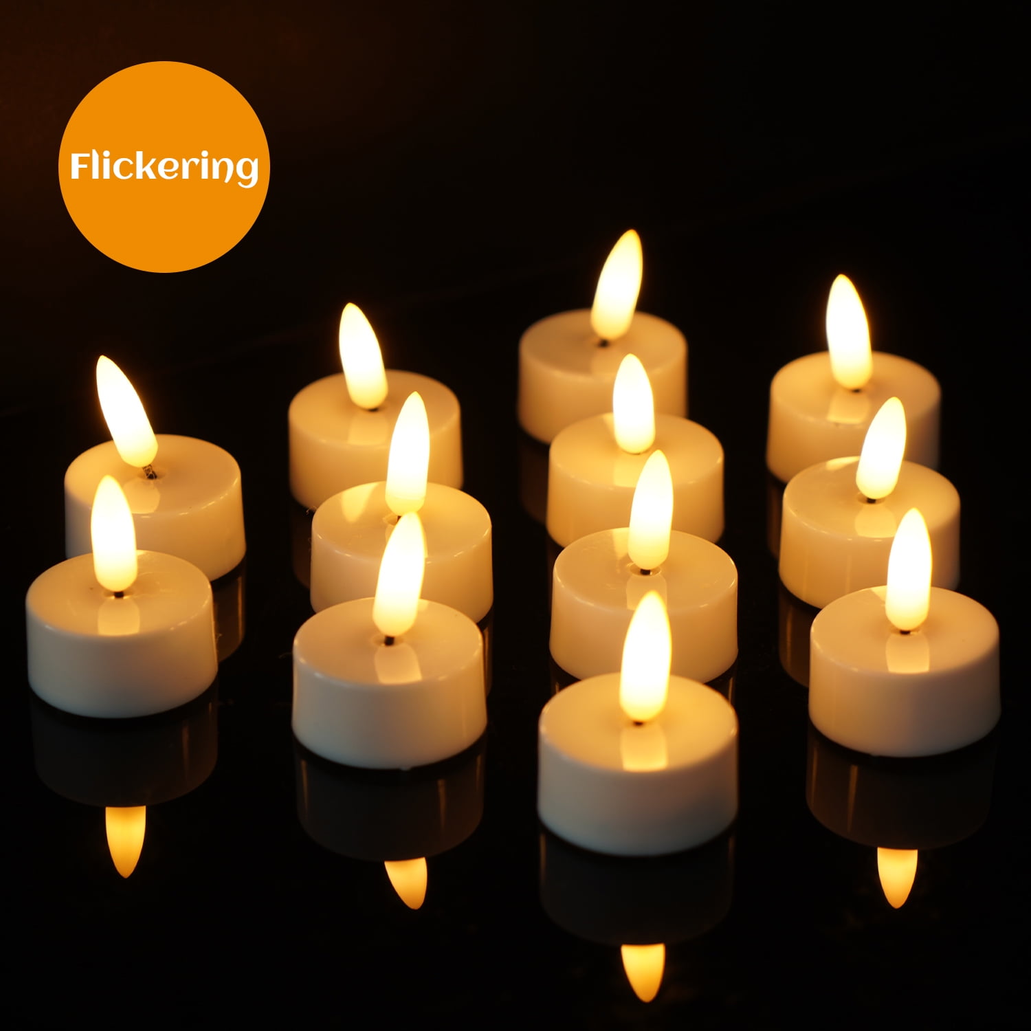 12 PCS LED Votive Candles with Timer, Lasumora Flickering Tea Light