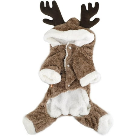 JISBEIFHA Pet Thick Velvet Jumpsuit Winter Puppy Reindeer Costume Outwear Dog Hoodies CoatA8052