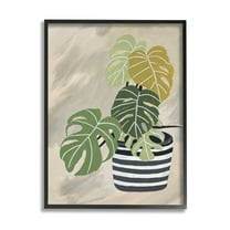 Stupell Industries Contemporary Monstera Plant Still Life Black Stripe Planter, 16 x 20, Design by Patricia Pinto