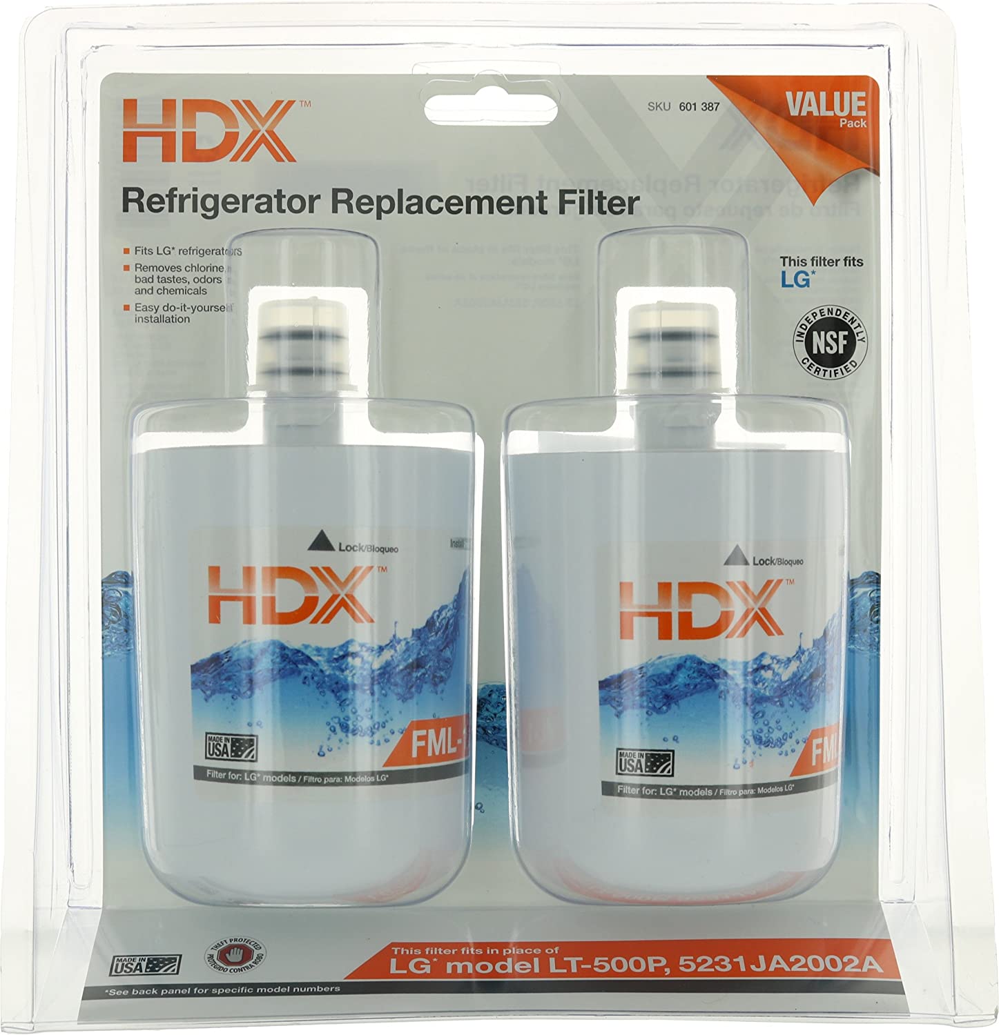 HDX FML1 Replacement Water Filter / Purifier for LG Refrigerators (2