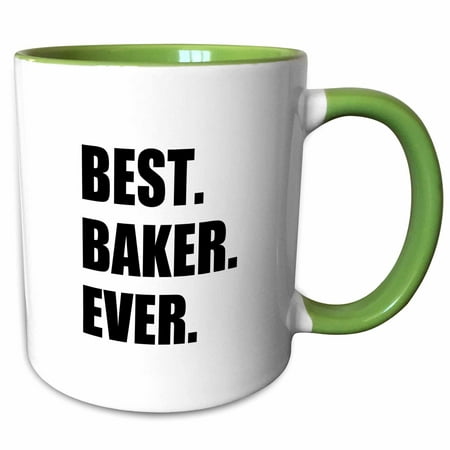 3dRose Best Baker Ever - bold black text - hobby work and job pride gifts - Two Tone Green Mug,