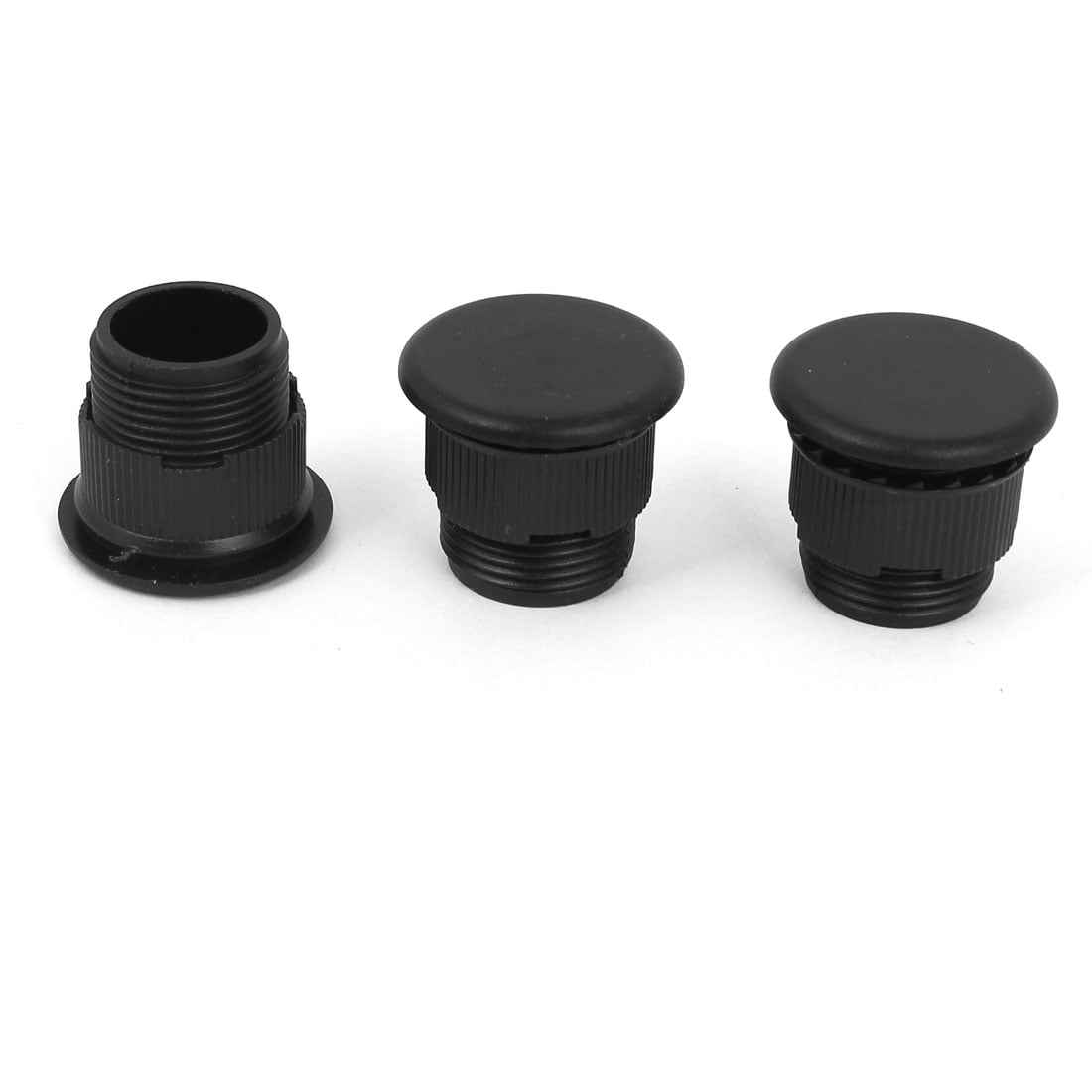 3 x Black Plastic Push Button Switch 16mm Mount Hole Panel Cover Cap