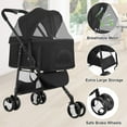 thumbnail image 4 of Dkelincs Pet Stroller, 3 Wheels Folding Dog Stroller for Medium Dogs with Detachable Carrier, Black, 4 of 8