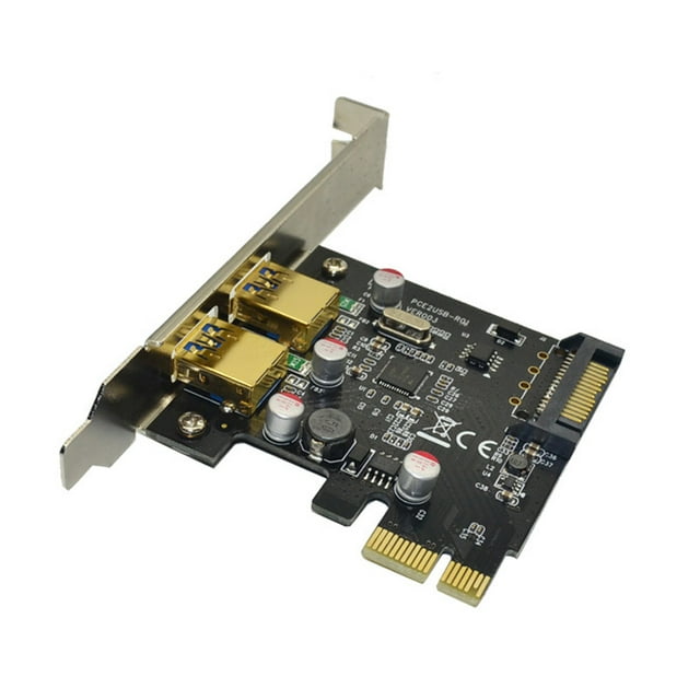 Adaptateur de Carte d'Extension USB 3. 0 PCI Express 2 Ports Hub USB3.0 Alimentation Interne SATA USB 3 vers PCI PCI Express Adaptateur de Cartes Noir