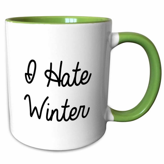 3drose, I Hate Winter, 15oz Two-tone Green Mug