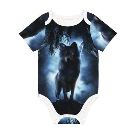 

Coaee Night Scene of Wolves for Soft Cotton Baby Short-Sleeve Bodysuit Baby Girls Boys Bodysuit Romper