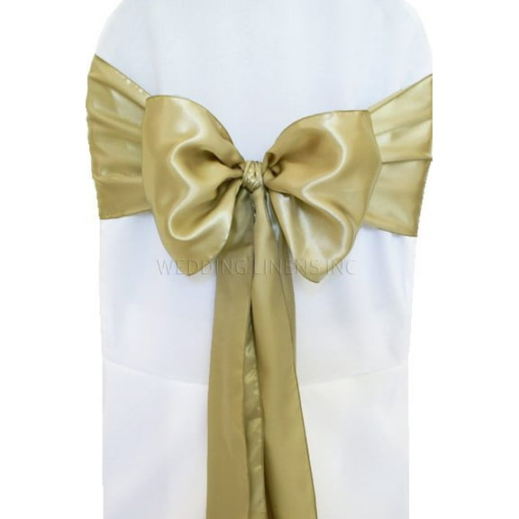 Wedding Linens Inc. (10pcs) 8" x 108" Satin Chair Sashes Chair Sash Bow ties for Wedding Party Catering Banquet Decoration Events - Cappuccino