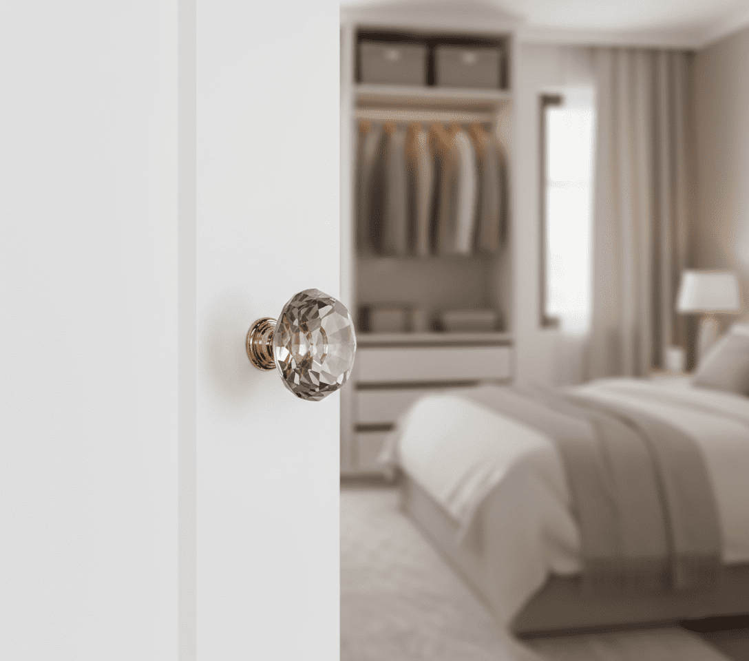 Boahaus Rose Gold Crystal Cabinet Knobs, 1 Inch - Set of 10 Stylish Drawer Pulls for Cabinets, Dressers, Vanities