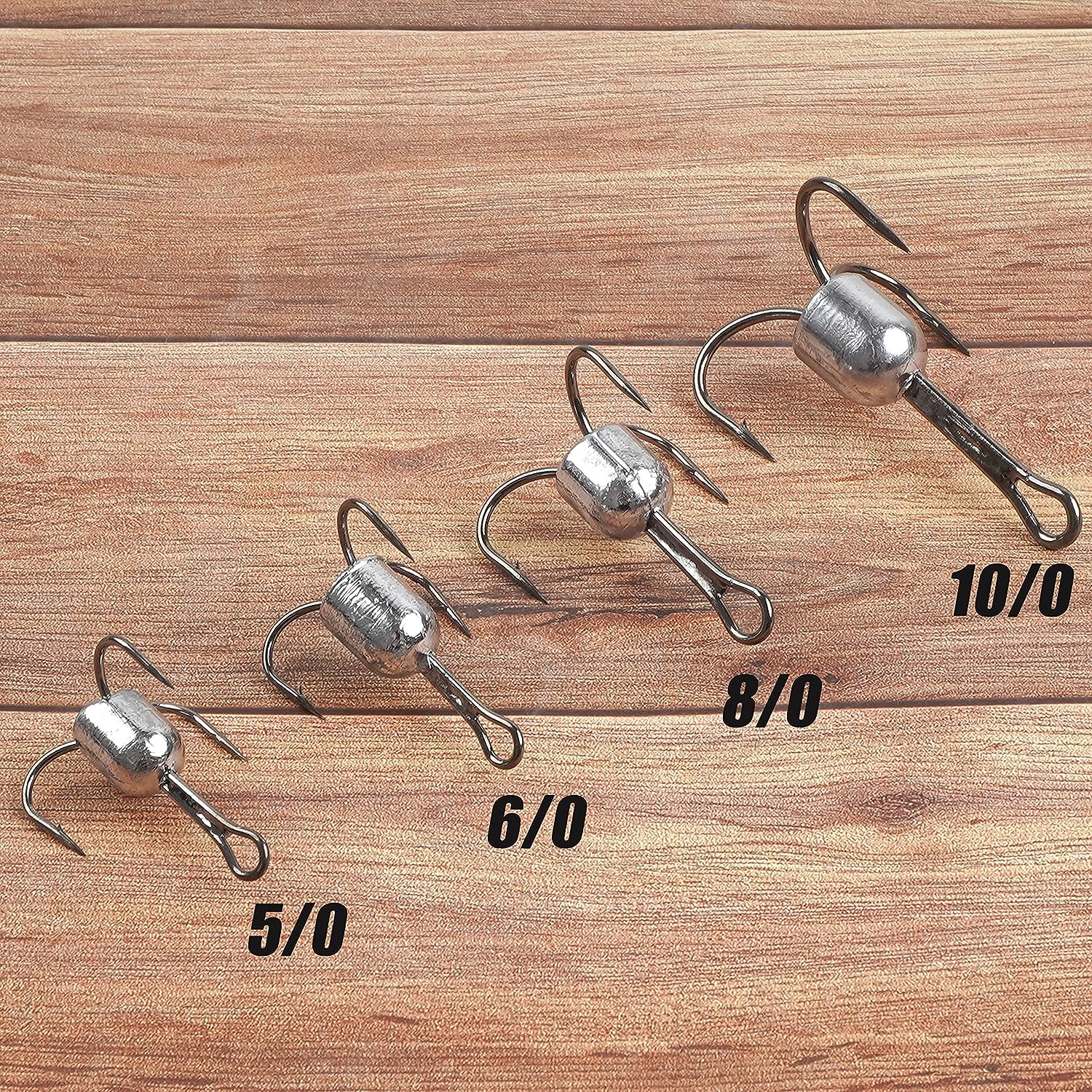 10/0 Weighted Treble Hooks – 5 Pack, 2.5 Oz Bronze – Snagging Spoonbill Salmon