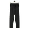 thumbnail image 4 of USNSM Mens Cotton Pants Casual Elastic Waist Drawstring Lightweight Breathable Solid Color Beach Trousers with Pockets Black XL, 4 of 9