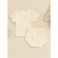thumbnail image 5 of FEORJGP Toddler Baby Girls 2 Piece Outfit 0-2Y Infant Short Sleeve T-Shirt Crew Neck Shirt Solid Color Ribbed Tops and Elastic Shorts Set Newborn Cute Summer Clothes, 5 of 9