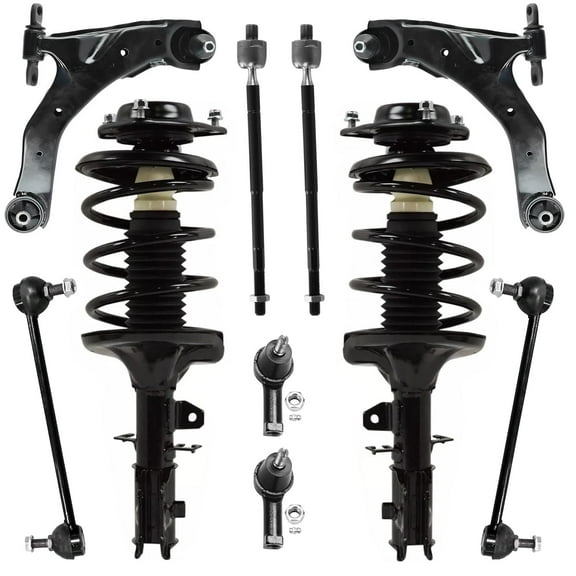 Detroit Axle - Front Struts w/Coil Spring Lower Control Arms w/Ball Joints Sway Bar Links Tie Rod Ends Replacement for 2005-2009 Kia Spectra Spectra5