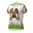 thumbnail image 2 of Naloa Brown Bunny Print T-Shirts Short Sleeve V Neck Tees for Women Fashion Tops Trendy Lightweight Soft Casual Summer Outfits Clothes, 2 of 5