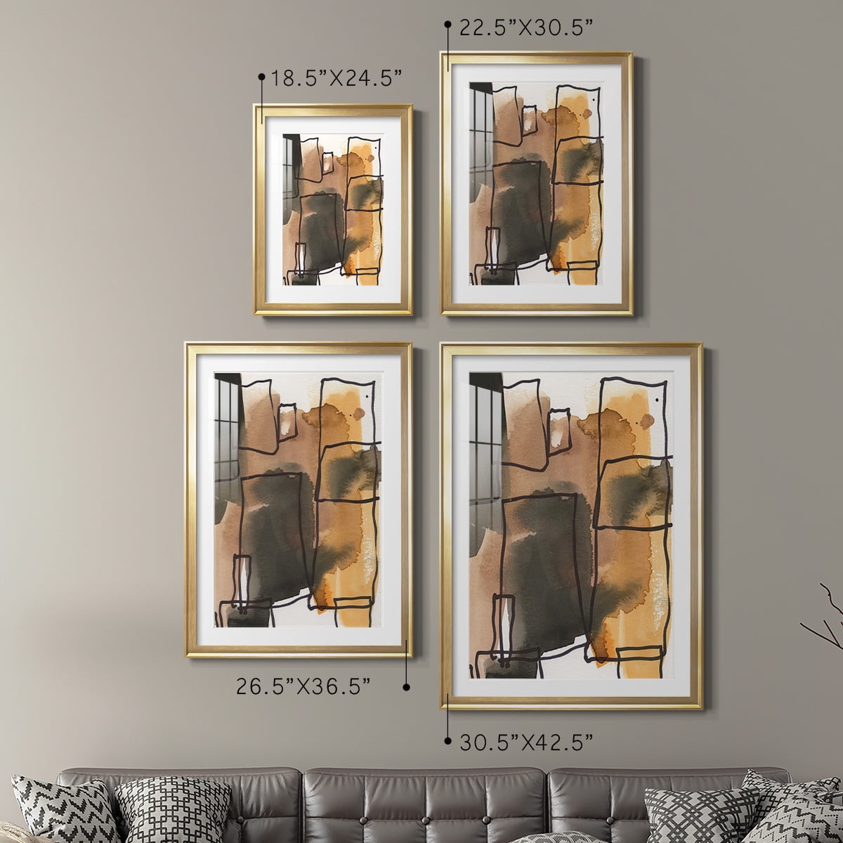 Wexford Home Retro Vibe I Premium Framed Print, 22.5" x 30.5" - Ready to Hang, Gold (Set of 2)