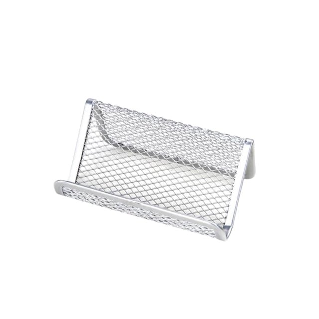 Metal Desk Organizer - Business Card Holder & Phone Stand
