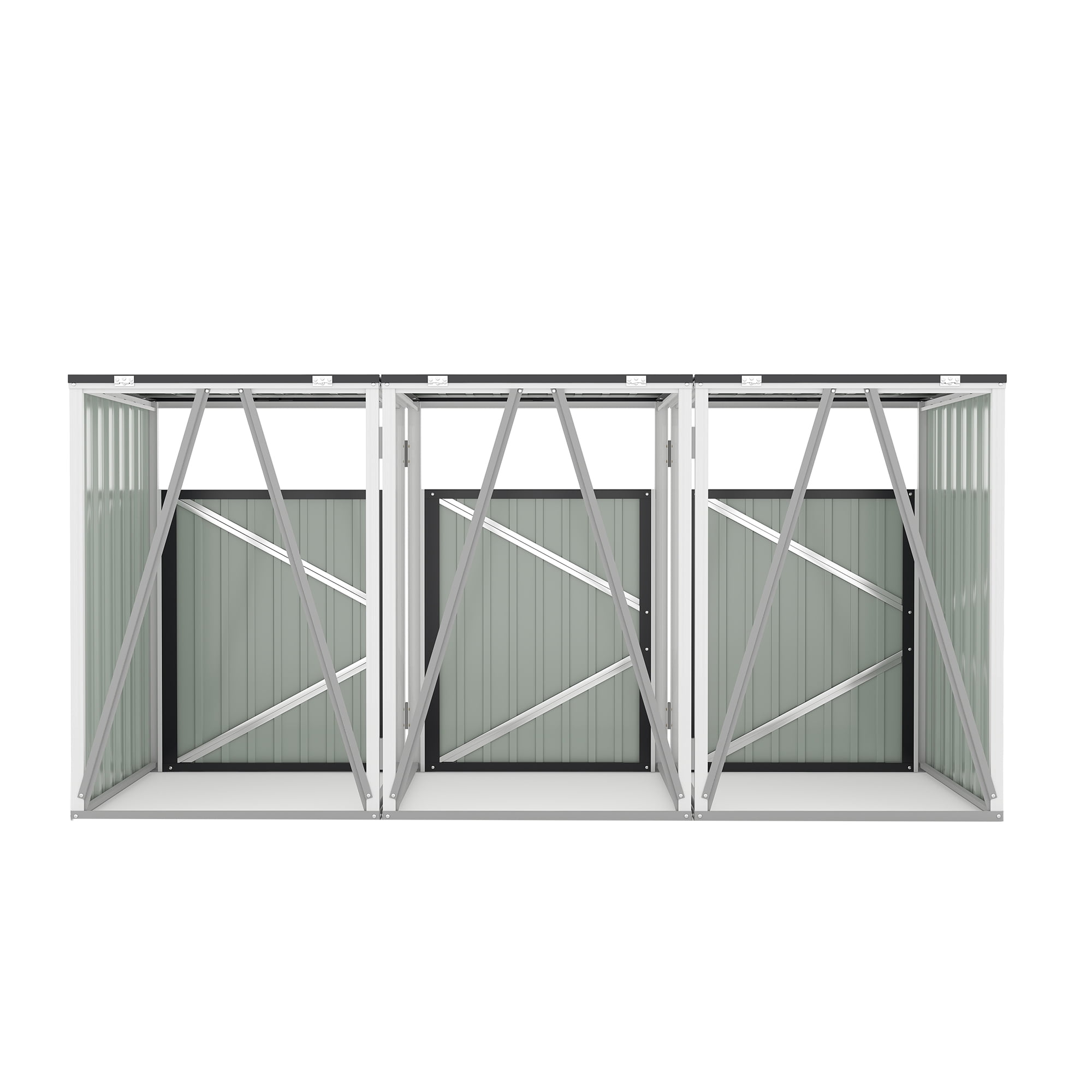 Royard Oaktree Metal Garbage Can Shed for 3 Trash Cans, 120 Cu.Ft Outdoor Storage Shed with Lockable Doors & Waterproof Lid Chain, Bike Sheds & Outdoor Storage for Patio, Garden, Backyard, Dark Grey