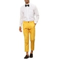 thumbnail image 2 of INSPIRE CHIC Plaid Dress Pants for Men's Slim Fit Ankle Length Cropped Trousers 34 Yellow, 2 of 5