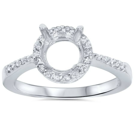 Pompeii 1/4ct Round Pave Diamond Halo Engagement Ring 14K Mount Setting Mounting Vintage