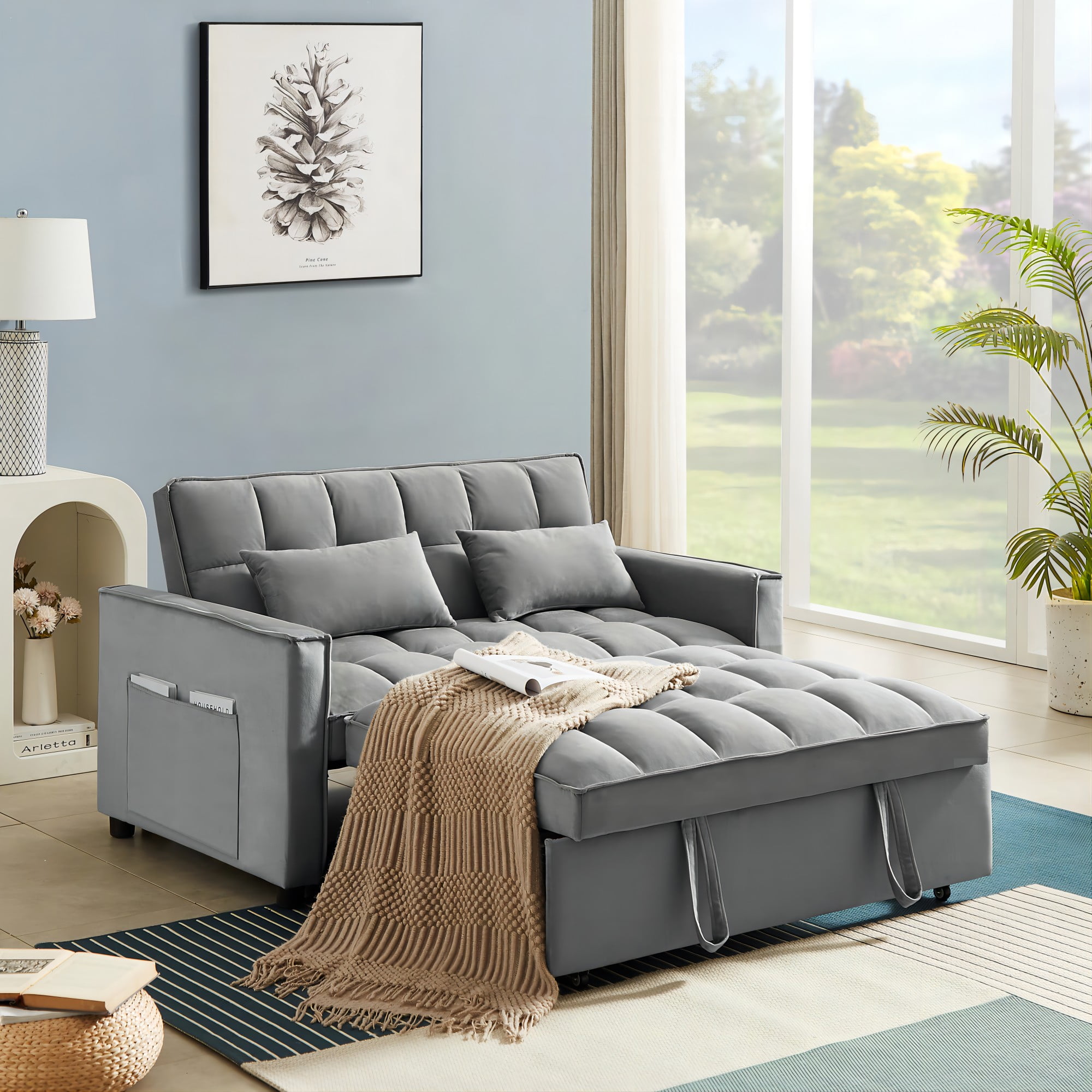 Zechuan Convertible Sofa Bed with Pull Out Bed - 55