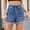 Blue, variant on Fnooota Women's Denim Shorts, Elastic Waist Drawstring Summer Stretch Jean Shorts with Pockets Blue Size S-2XL