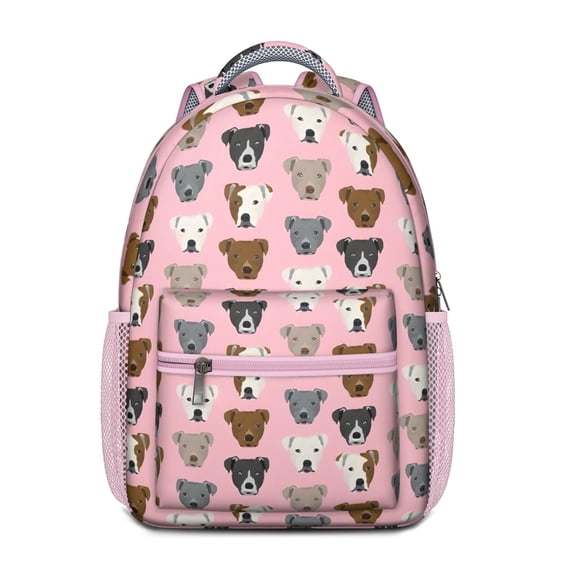 Pit Bull Terrier Backpack for School,Cute School Bag,Schoolbag with Adjustable Shoulder Straps & Padded Back,15.3"x11"x6.7"