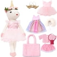 thumbnail image 1 of Muñeca bailarina con forma de unicornio de peluche con bolsa de transporte y acceso., 1 of 7