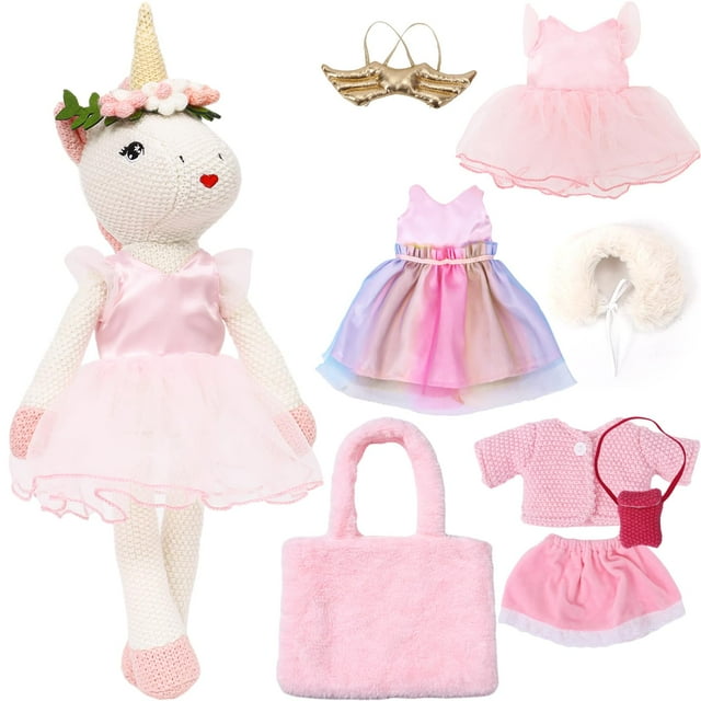 Muñeca bailarina con forma de unicornio de peluche con bolsa de transporte y acceso.
