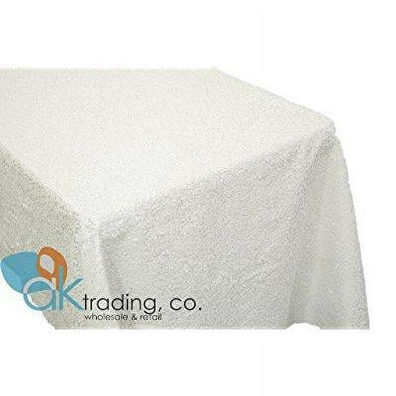 ak-trading white sequin rectangular tablecloth, rain drops sequin taffeta fabric sequin table cover- white