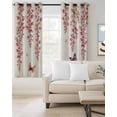 thumbnail image 2 of Spring Flower Blackout Curtains for Bedroom Living Room, Watercolor Gradient Falling Pink Floral Butterfly Beige 63 In Long Thermal Insulated Room Darkening Drapes Grommet Window Treatments, 42x63 In, 2 of 9