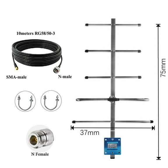 10dBi UHF 433MHz Yagi Antenna with SO239 Connector, High-Gain Directional Antenna for TYT MD398 & Baofeng BF-888S UHF Radios, Includes 10m RG Cable