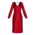 thumbnail image 3 of Nine.Eight Women’s and Women's Plus V-Neck Satin Midi Dress with Long Sleeves, Sizes XS-4X, 3 of 4