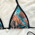 thumbnail image 4 of DHFJKG Bikini Swimsuits For Women Two Piece Beach Outfits Floral Summer Side Tie Halter Triangle Top With Thong Bottoms Trendy Beachwear, 4 of 6