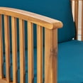 thumbnail image 3 of Brendon Outdoor 5 Piece Acacia Wood Chat Set with Cushions, Brown Patina, Dark Teal, 3 of 8