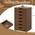 thumbnail image 5 of Resenkos 7-Drawer Wooden Storage Dresser with Lockable Caster Wheels for Mobility - Walnut, 5 of 8