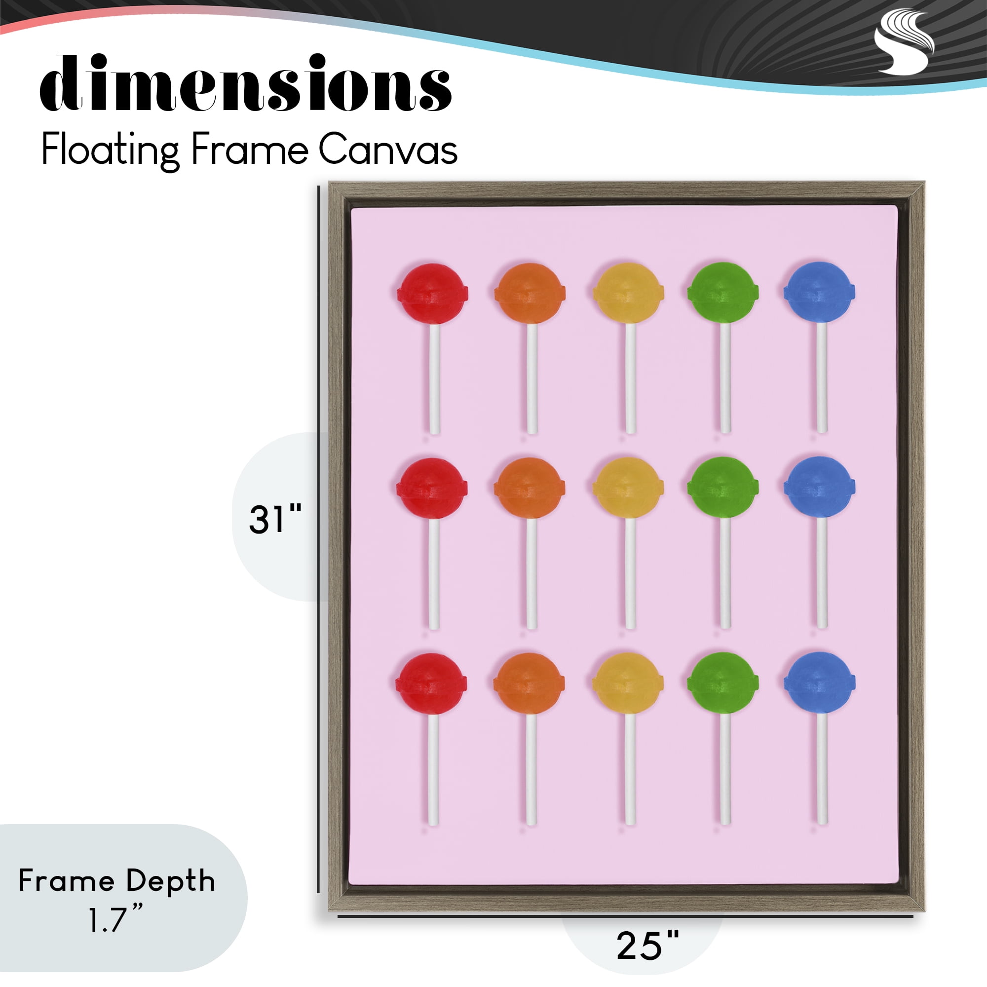 Stupell Industries Candy Pops on Light Pink Brown Framed Floater Canvas Wall Art, design by LISH Creative