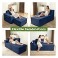 thumbnail image 4 of Modern Left Chaise Lounge Chair, Blue Boneless Corduroy Couch with Left Ottoman for Small Spaces, Compact Apartments, or Living Rooms, No Assembly Required, 4 of 9