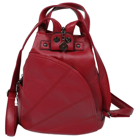 DRAFIDEEP 1Pcs Portable Multi Pocket Bag for Women Modern Durable Faux Handbag in Dark Red for Short Trips