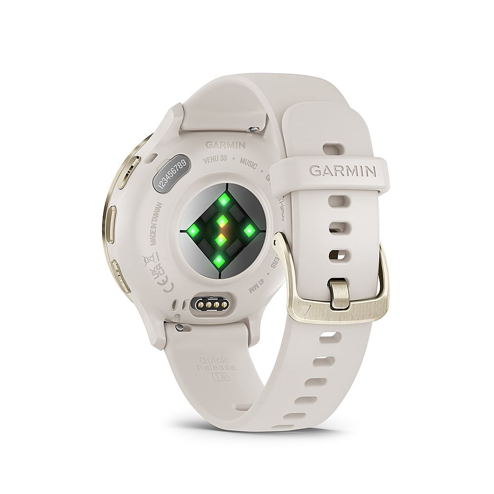 Garmin 010-02785-04 Venu 3S Health Fitness GPS Smartwatch Gold Steel Bezel with Ivory Case 41mm Bundle with 2 YR CPS Enhanced Protection Pack