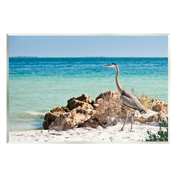 Stupell Industries Heron Watching Ocean Animals & Insects Photography Unframed Art Print Wall Art, 19 x 13