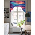 thumbnail image 4 of Orange Blue Pink Moire Swag Valances for Windows, Small Curtains Drapes, Modern Water Ripple Kitchen Window Curtains Over Sink Rod Pocket Window Treatment Valance for Bedroom/Bathroom 56"x36", 4 of 5