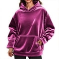 thumbnail image 2 of Rciityk Hoodies for Women Trendy Oversized Sweatshirts Casual Pullover Long Sleeve Hooded Sweaters Solid Color Winter Fall Outfits with Pocket, 2 of 7