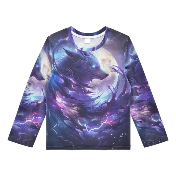 Black Wolf Moon Boys' Rash Guard Shirts UPF 50 Plus Sun Protection Short Sleeve Swim Tees 3T